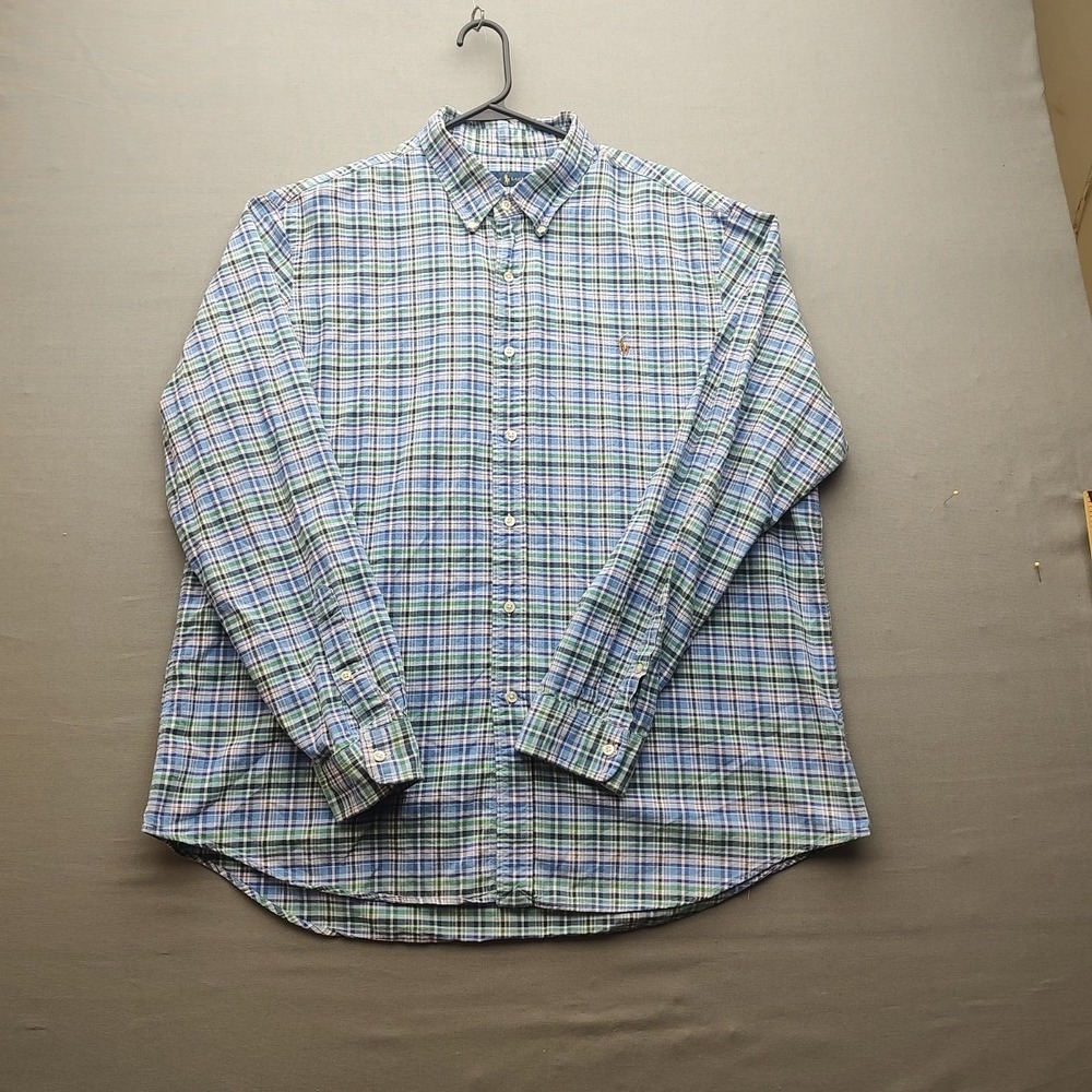 Ralph Lauren Shirt Mens XXL 2XL Multicolor Plaid Long Sleeve Button Up Adult